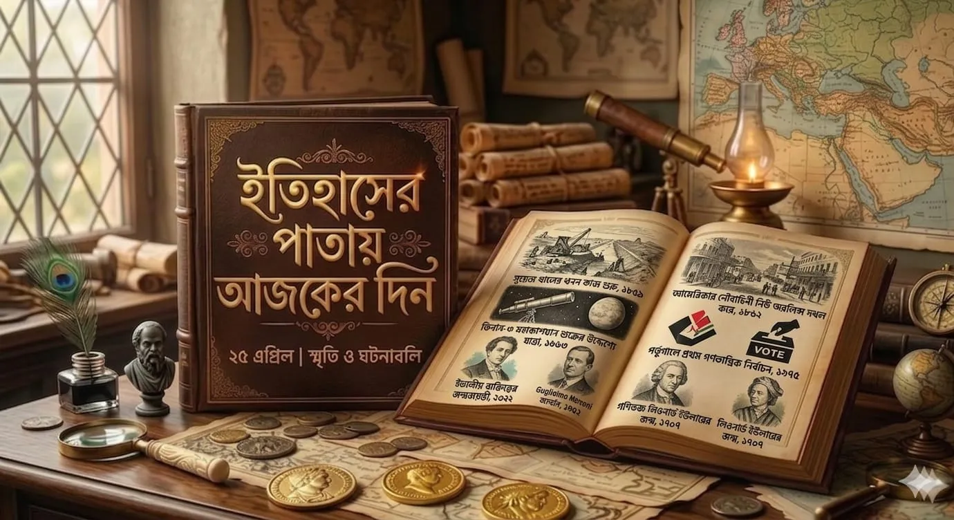 Today in History April 25:২৫ এপ্রিলের ইতিহাস: আজকের দিনে কী ঘটেছিল? কেন আজকের দিনটি বিশেষ জানুন 1 Today in History April 25:২৫ এপ্রিলের ইতিহাস: আজকের দিনে কী ঘটেছিল? কেন আজকের দিনটি বিশেষ জানুন